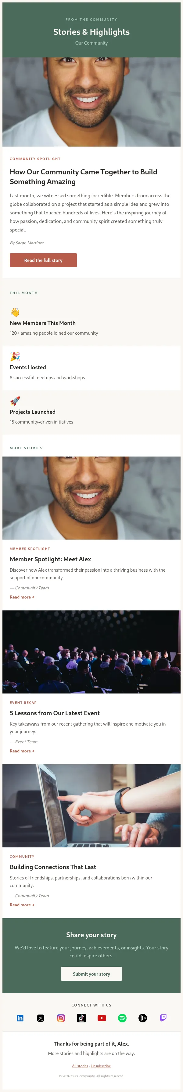 Community Highlights & Stories Newsletter