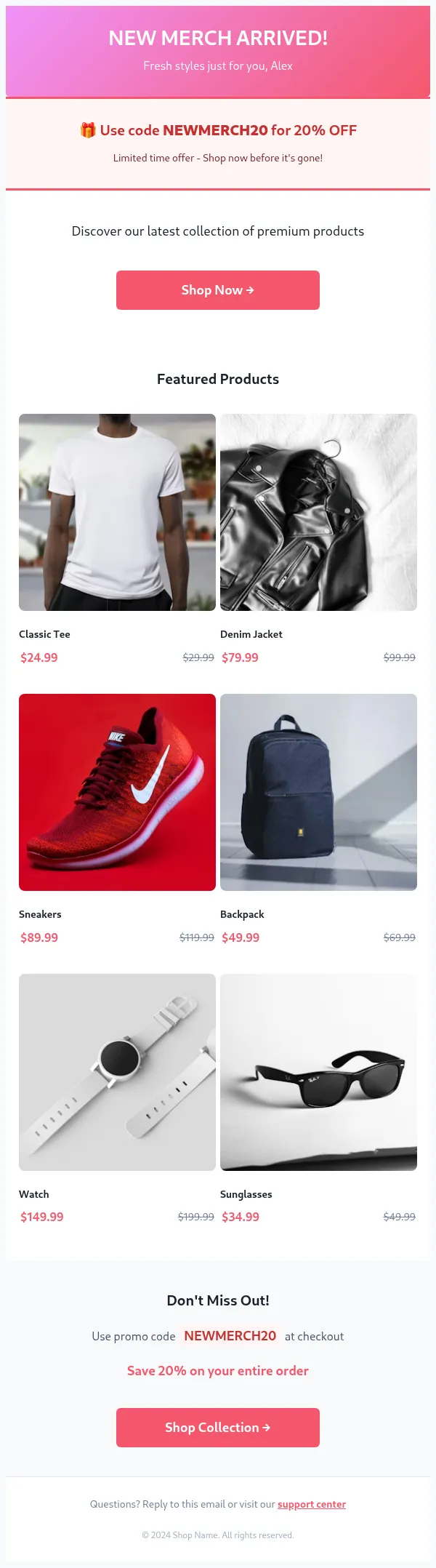 E-commerce New Merch Email