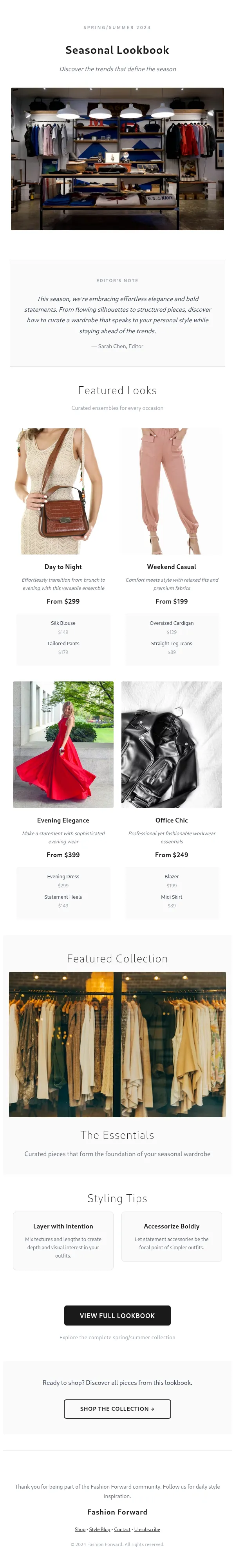 Fashion Seasonal Lookbook Newsletter