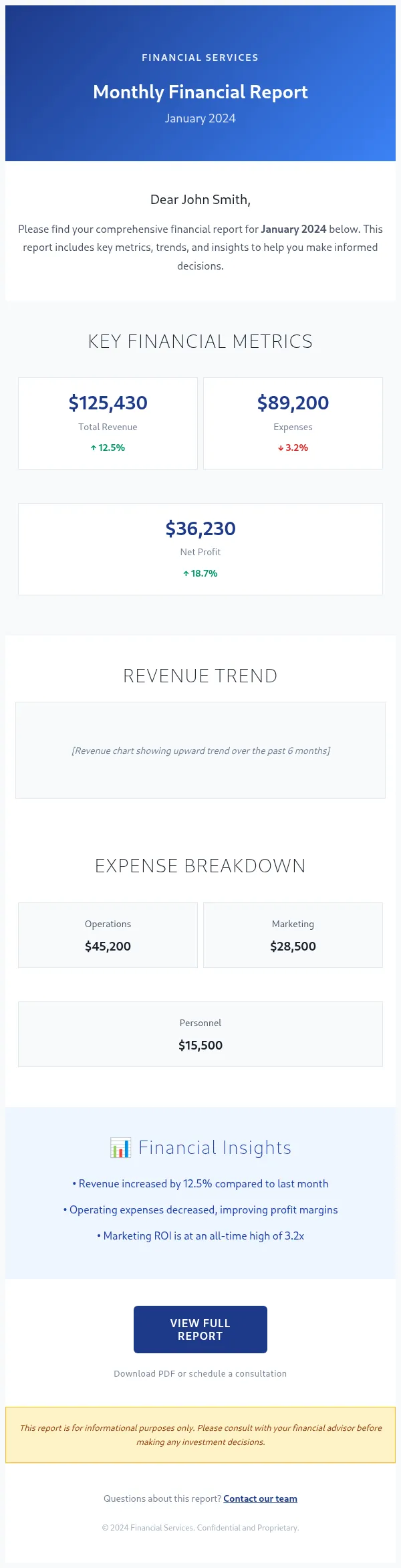 Monthly Financial Report
